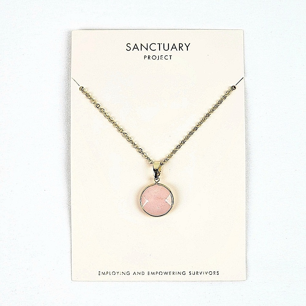 Sanctuary Gold and Pink Pendant Necklace